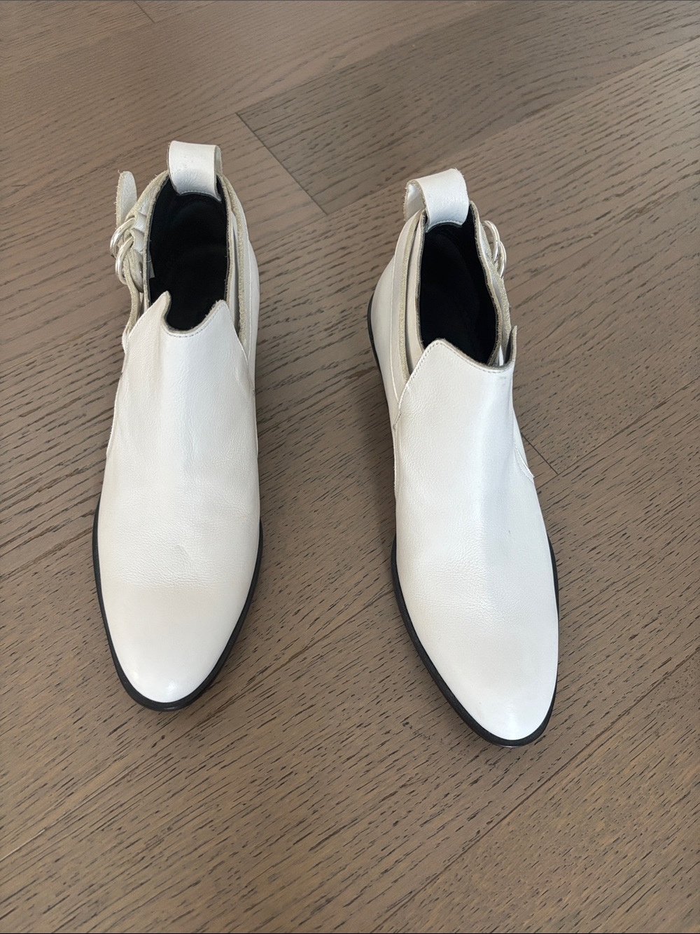 rag & bone White Leather Pointed Ankle Booties